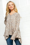 Leopard Out Seam Shark Bit Knit Top