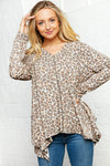 Leopard Out Seam Shark Bit Knit Top