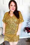 New Year Diva Dolman Gold Sequined Lined Babydoll Dress