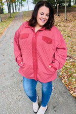 Eyes On You Marsala Quilted Knit Button Down Shacket