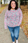 Magenta & Teal Vintage Two Tone Knit Top