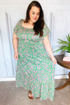 Perfectly You Green Ditzy Floral Fit & Flare Maxi Dress