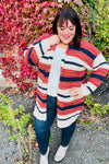 Put Together Rust & Navy Striped Pocketed Cardigan