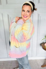 Face The Day Rainbow Ombre Cable Knit Cardigan