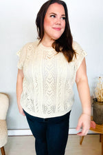 The Perfect Find Beige Dolman Short Sleeve Crochet Sweater Top