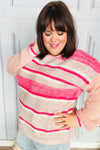 On The Chase Pink & Coral Striped Knit Sweater