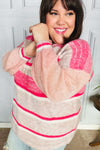 On The Chase Pink & Coral Striped Knit Sweater