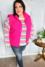 You Got This Hot Pink High Neck Quilted Puffer Vest