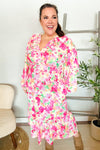 Beautiful You Frill V-Neck Shirred Waist Floral Maxi Dress