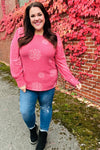 Holiday Ready Red Snowflake Brushed Hacci Sweater Top