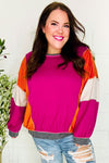 Brighten My Day Magenta Color Block Outseam Terry Top