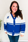 Game Day Blue "K" Embroidered Cardigan