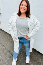 Feeling In Love Ivory/Charcoal Textured Soft Brushed Cardigan