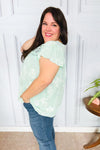 Lovely In Aqua Embroidered Flutter Sleeve Woven Top