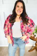 Check It Out Mauve Washed Plaid Button Up Top