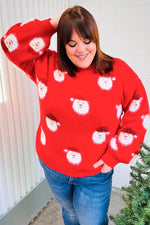 Santa Claus Sparkle Fuzzy Knit Sweater