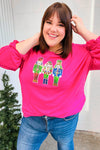 Be Merry Nutcracker Fun Hot Pink Sequin Hacci Top