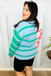 Perfectly Poised Blush & Blue Stripe Color Block Knit Sweater