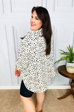 Diva Loving Ivory Leopard Print Button Down Oversized Top