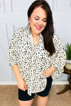 Diva Loving Ivory Leopard Print Button Down Oversized Top