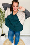 Stand Out Hunter Green V Neck Raglan Color Block Outseam Top