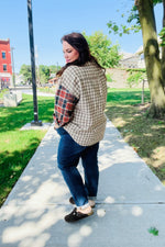 Make A Statement Rust & Taupe Plaid Color Block Shacket