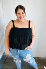 Black Eyelet Tiered Sleeveless Lined Top