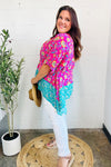 Vacay Ready Fuchsia Paisley Floral Dolman Sleeve Shark Bite Top