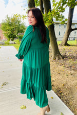 Beautiful You Green Smocked Ruffle Sleeve Maxi Dress