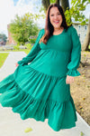 Beautiful You Green Smocked Ruffle Sleeve Maxi Dress