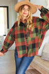 Rock'n Plaid Olive & Rust Button Down Oversized Shirt