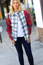 Holiday Red & White Plaid Color Block Hi Lo Shacket