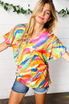 Watercolor Paint Strokes V Neck Top