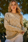 The Hazy Herringbone Taupe Cozy Sweater