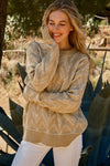 The Hazy Herringbone Taupe Cozy Sweater