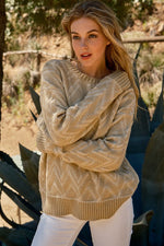 The Hazy Herringbone Taupe Cozy Sweater