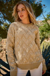 The Hazy Herringbone Taupe Cozy Sweater