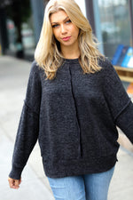 Dreamy & Cozy Charcoal Exposed Seam Melange Sweater