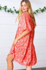 Coral Floral Button Down Midi Dress