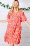 Coral Floral Button Down Midi Dress