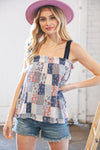 Boho Patchwork Color Block Knit Top