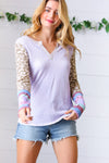 Lilac Animal & Aztec Notched Top