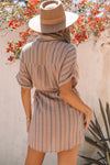 Striped Tie-Waist Shirt Dress with Pockets